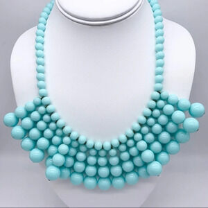J. Crew Light Blue Beaded Bib Necklace